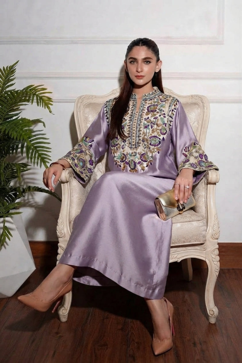 Hand Embellished Raw Silk 3 Pc Suit | Ready To Wear