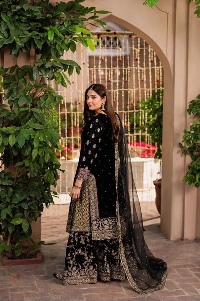 Black Sequence Embroidered Chiffon 3-Piece Garara Suit