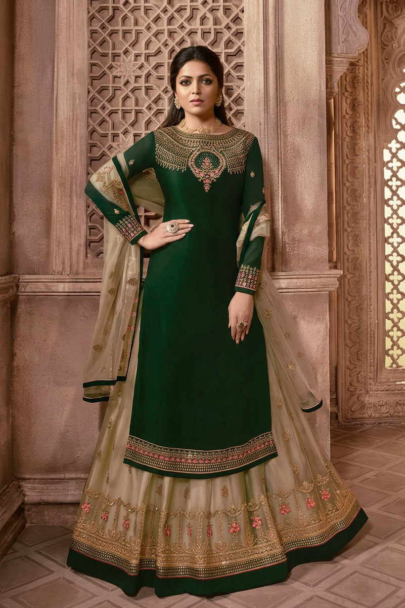 Heavy Embroidered Kurti Lehengha Suit Set | Ready To Wear