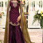 Plum Chiffon Ready to Wear Sequence and Addawork Garara Suit