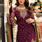 Plum Chiffon Ready to Wear Sequence and Addawork Garara Suit