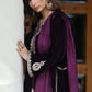 Royal Purple Micro Velvet Embroidered Stitched Suit