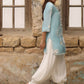 Celeste Azure Raw Silk Addawork Festive Suit | RTW