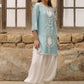 Celeste Azure Raw Silk Addawork Festive Suit | RTW