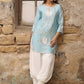 Celeste Azure Raw Silk Addawork Festive Suit | RTW
