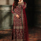 Maroon & Antique Gold: Embroidered Chiffon Suit