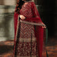 Maroon & Antique Gold: Embroidered Chiffon Suit
