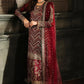 Maroon & Antique Gold: Embroidered Chiffon Suit