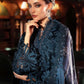Teal Blue Velvet Long Shirt Embroidered Festive Suit |RTW