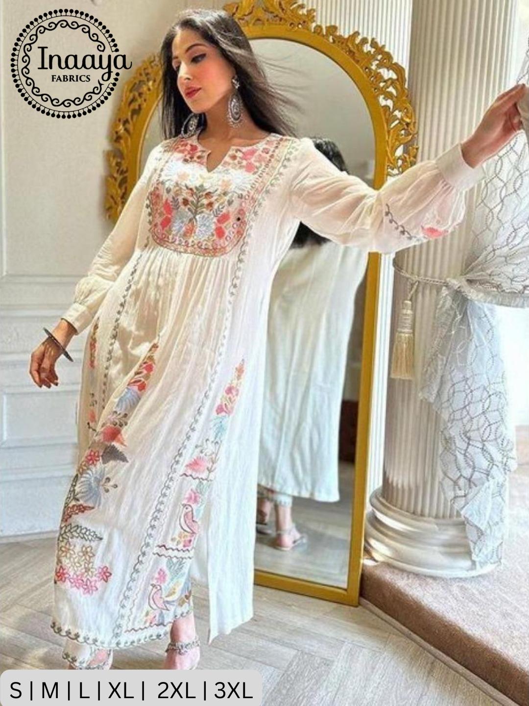 Embroidery White 3PCS Suit  Collection For Women