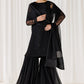 Midnight Black Chiffon Sequence Embroidered Garara Suit | |RTW