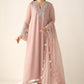 Blushing Rose Hand-Embellished Chiffon Festive Suit | RTW