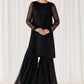 Midnight Black Chiffon Sequence Embroidered Garara Suit | |RTW