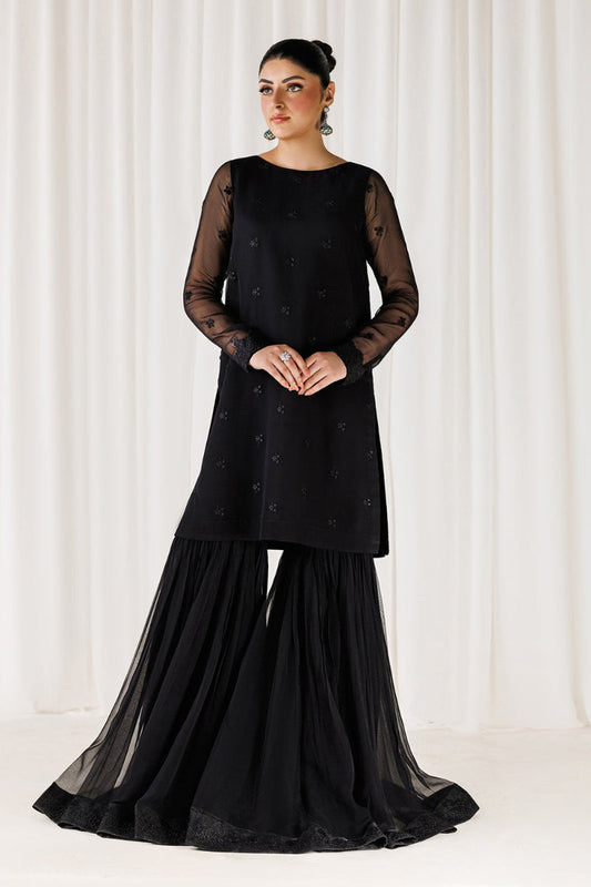 Midnight Black Chiffon Sequence Embroidered Garara Suit | |RTW
