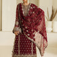 Maroon Sequence Embroidered Chiffon Festive Suit | RTW