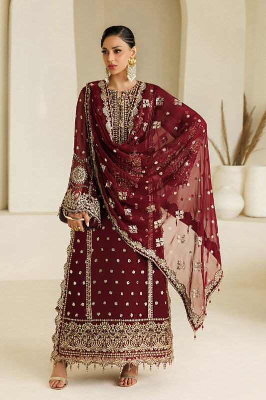 Maroon Sequence Embroidered Chiffon Festive Suit | RTW