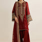 Red Sequined Chiffon Suit |Ready to Wear