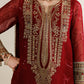 Red Sequined Chiffon Suit |Ready to Wear