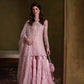Pink Chiffon Gharara Set with Potli Pouch |Ready to Wear