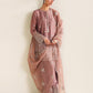 Dusty Mauve Cotton Silk Embroidered Suit with Organza Dupatta | Ready to Wear