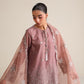 Dusty Mauve Cotton Silk Embroidered Suit with Organza Dupatta | Ready to Wear