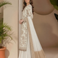 Ivory Chiffon Embroidered 3-Piece Suit with Printed Net Dupatta