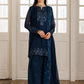Navy Blue Embroidered Chiffon Short Shirt Suit | Ready to Wear