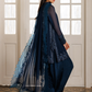 Navy Blue Embroidered Chiffon Short Shirt Suit | Ready to Wear