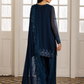 Navy Blue Embroidered Chiffon Short Shirt Suit | Ready to Wear