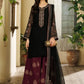 Midnight Black & Deep Plum: Embroidered Chiffon Suit