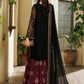 Midnight Black & Deep Plum: Embroidered Chiffon Suit