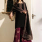 Midnight Black & Deep Plum: Embroidered Chiffon Suit