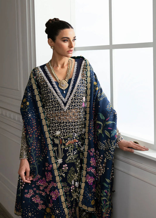 Royal Navy Organza Addawork Lehnga Festive Ensemble |RTW
