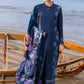 Navy Blue Embroidered Lawn Suit with Silk Digital Printed Dupatta |RTW