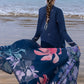 Navy Blue Embroidered Lawn Suit with Silk Digital Printed Dupatta |RTW