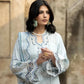 Crisp Ice Blue & White Cutwork Embroidered Chiffon Suit