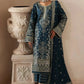 Deep Midnight Teal & Gold: Embroidered Chiffon Suit