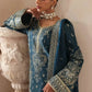 Deep Midnight Teal & Gold: Embroidered Chiffon Suit