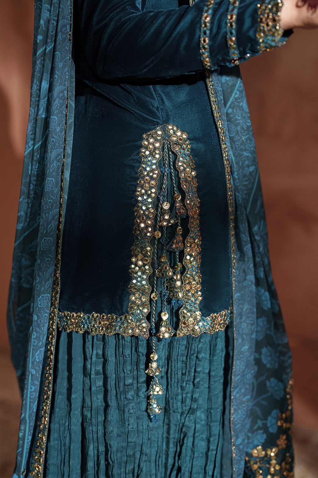 3  Piece Stitched Velvet Suit - Ready to  Wear