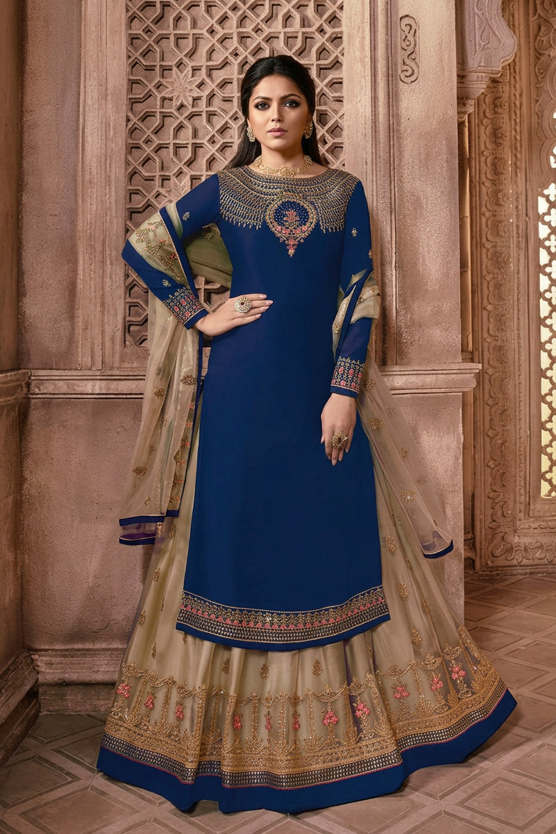 Heavy Embroidered Kurti Lehengha Suit Set | Ready To Wear