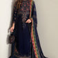 Navy Micro 9000 Velvet Embroidered Ready to Wear Festive Suit