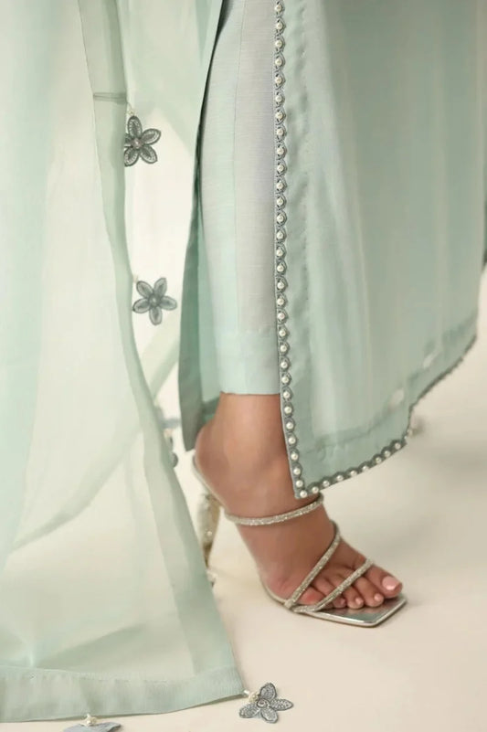Accent: Embroidered Chiffon Suit | Ready To Wear