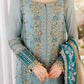 Pastel Ice Blue: Embroidered Chiffon Suit | Ready To Wear