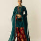 Emerald Green Semi Pure Chiffon Embroidered 3-Piece suit | Ready to Wear