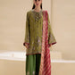 Olive Green Pure Indian Chiffon Farshi Shalwar Suit | Ready to Wear