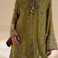 Olive Green Pure Indian Chiffon Farshi Shalwar Suit | Ready to Wear