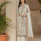 Ivory Chiffon Embroidered 3-Piece Suit with Printed Net Dupatta