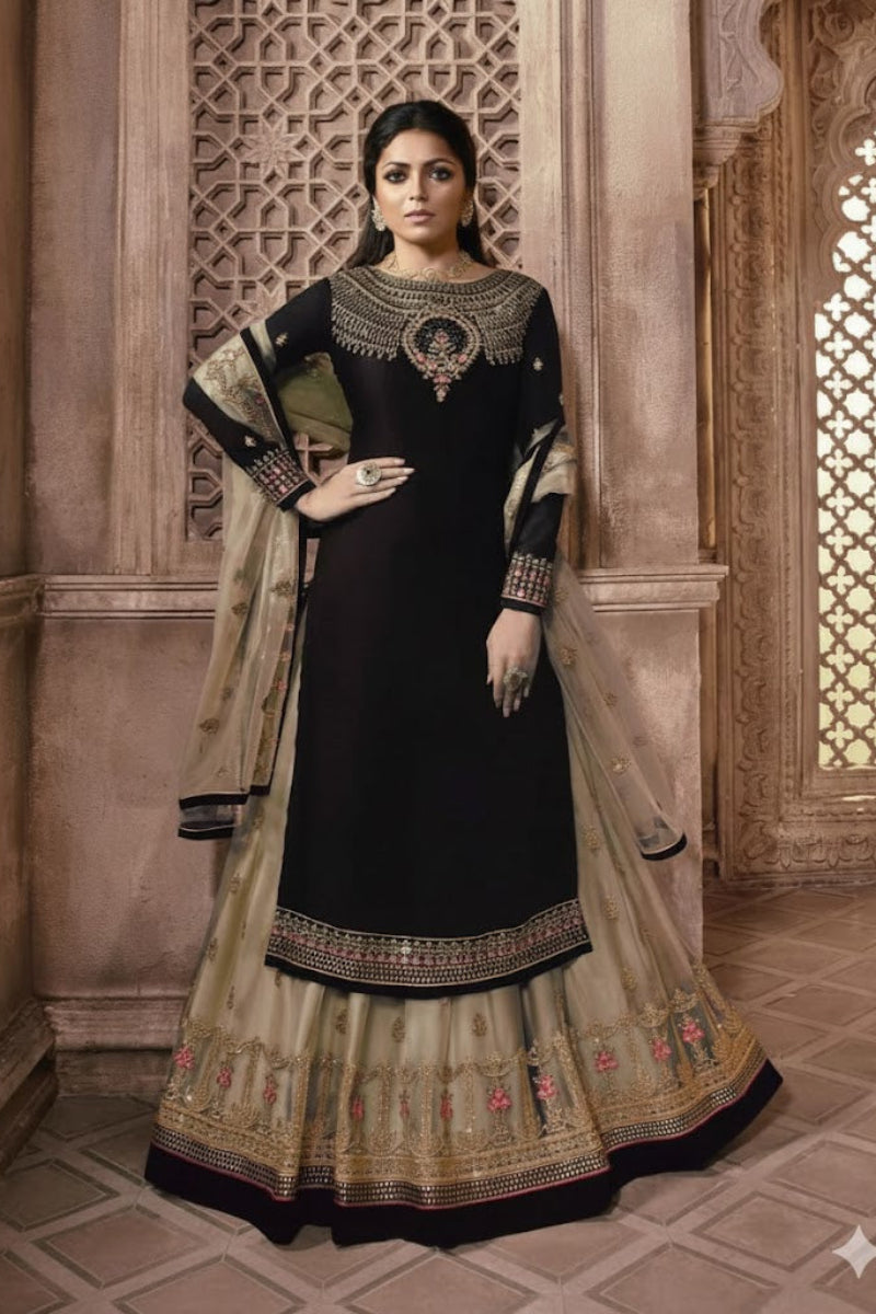 Heavy Embroidered Kurti Lehengha Suit Set | Ready To Wear