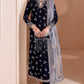 03-PIECE EMBROIDERED VELVET SUIT READY TO WEAR