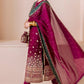 03-Piece Plain Velvet Embroidered Suit With Chiffon Dupatta